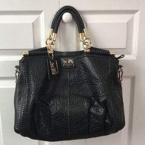 Coach Heritage large leather bag w/ whipstitching